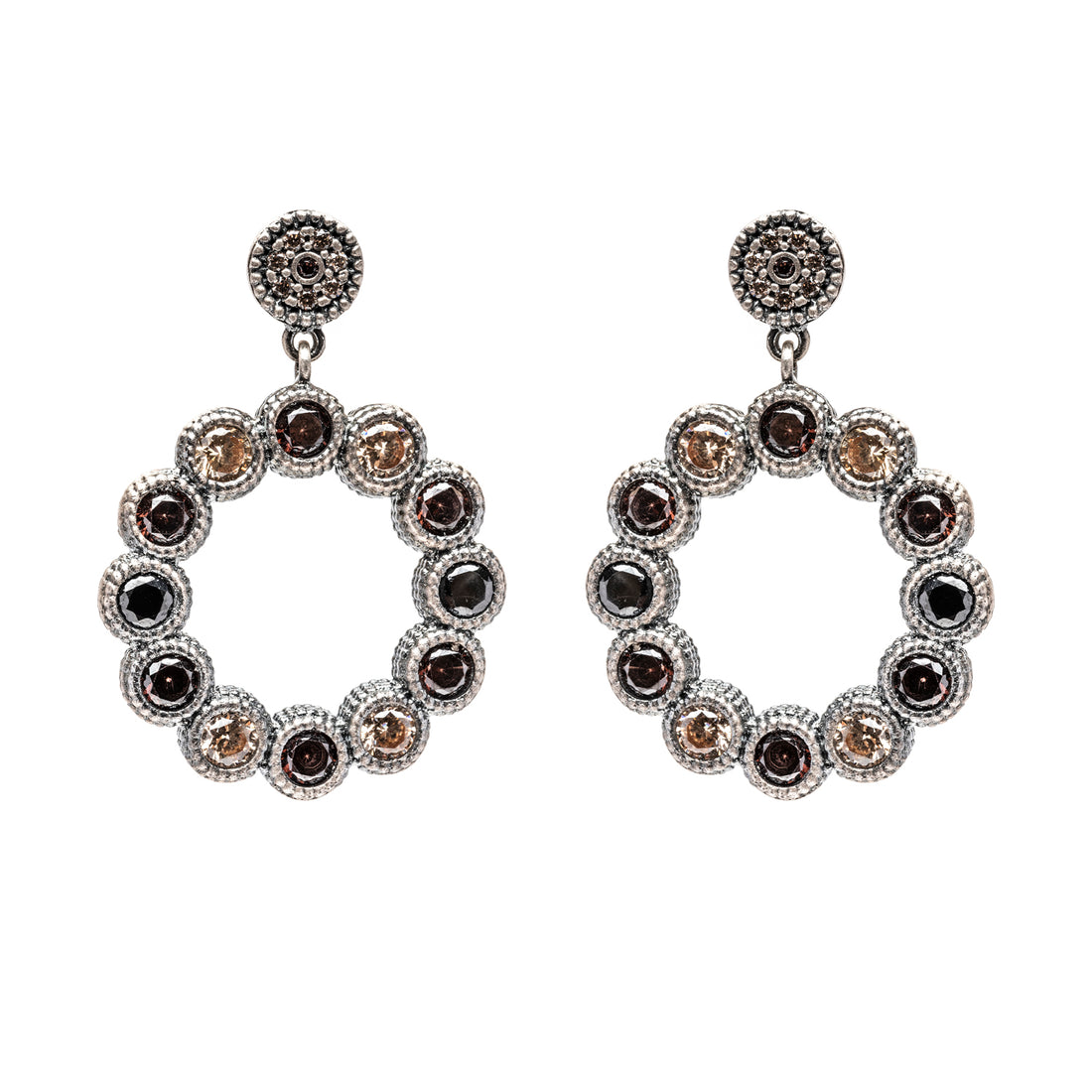 P853 PENDIENTES PLATA CIRCONITAS CAVA, BROWN, ESPINELA