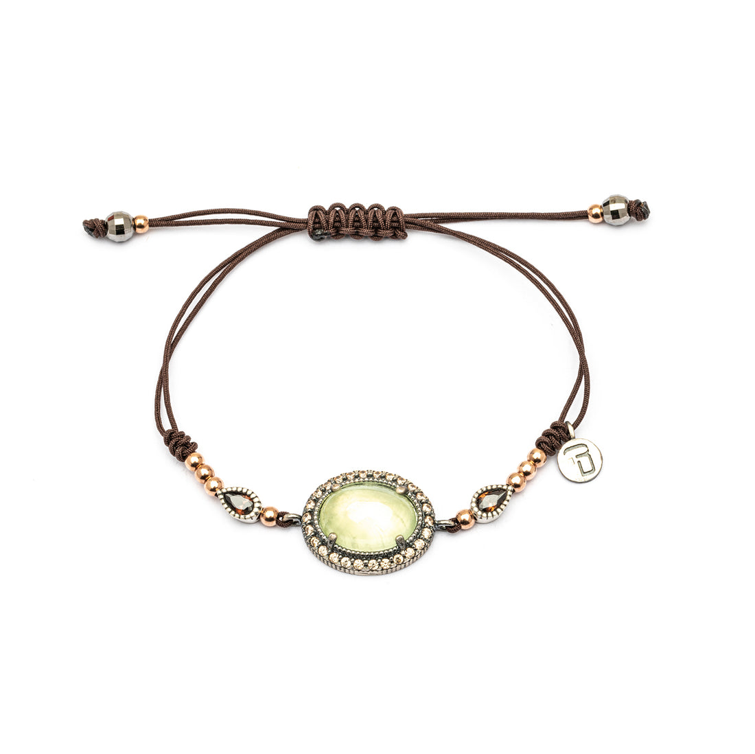 MA-386 PULSERA PLATA MACRAMÉ PREHNITA, CIRCONITAS CAVA