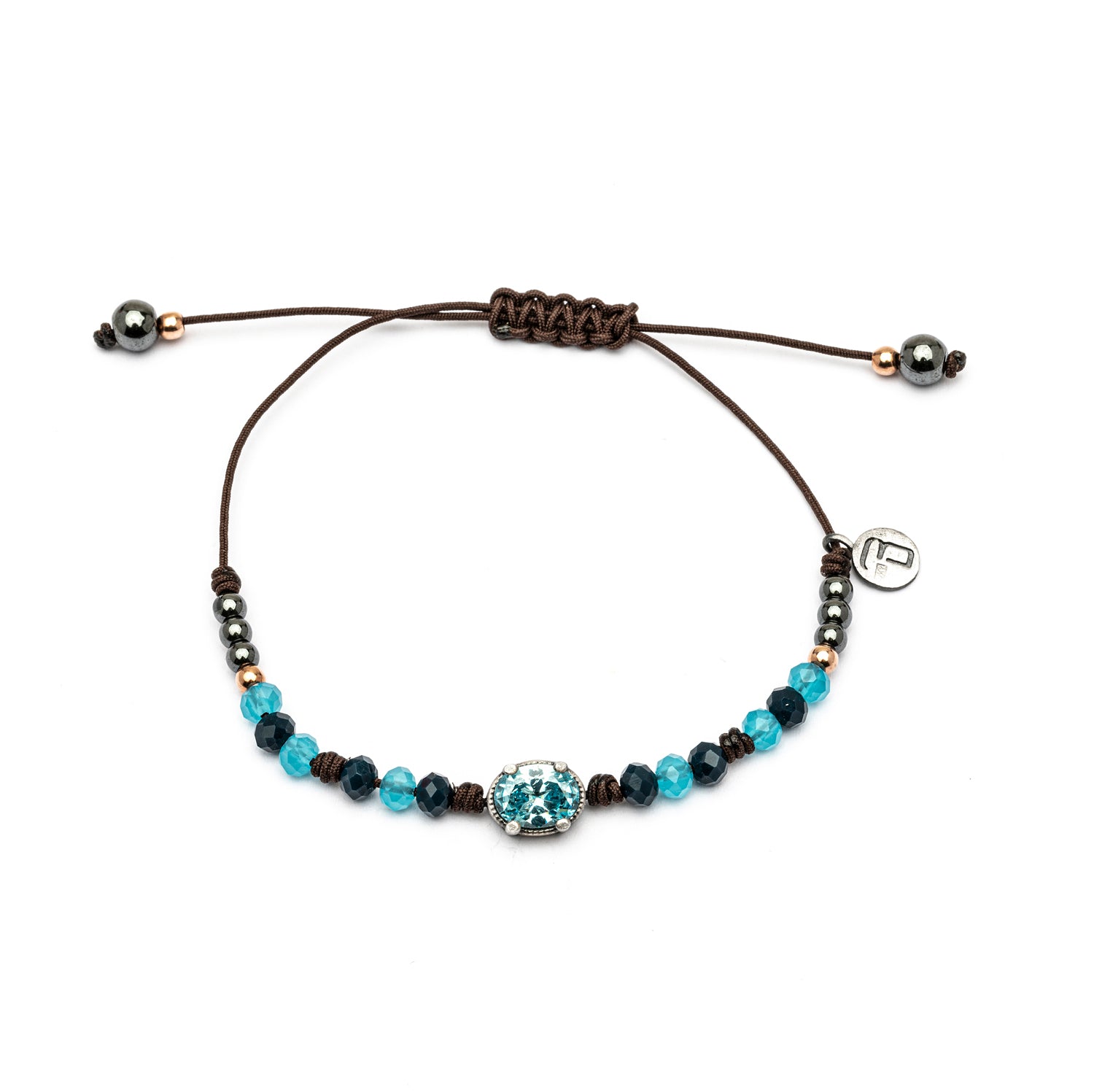 MA-404 PULSERA PLATA MACRAMÉ CIRCONITA AGUAMARINA OVALADA MEDIANA