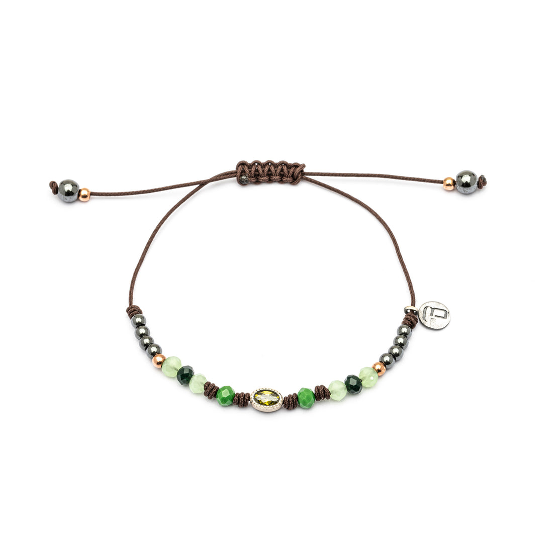 MA-413 PULSERA PLATA MACRAMÉ CIRCONITA OVALADA VERDE