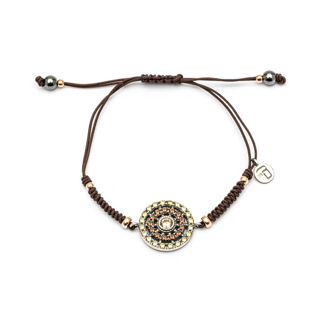 MA-433 PULSERA PLATA MACRAMÉ CIRCONITA CAVA, BROWN, VERDE Y HEMATITES