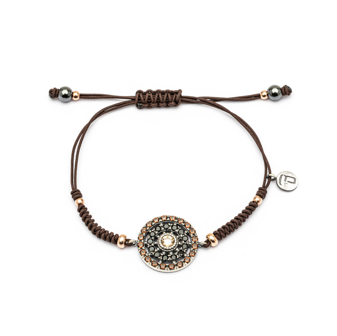 MA-434 PULSERA PLATA MACRAMÉ CIRCONITA CAVA, BROWN, ESPINELAS Y HEMATITES