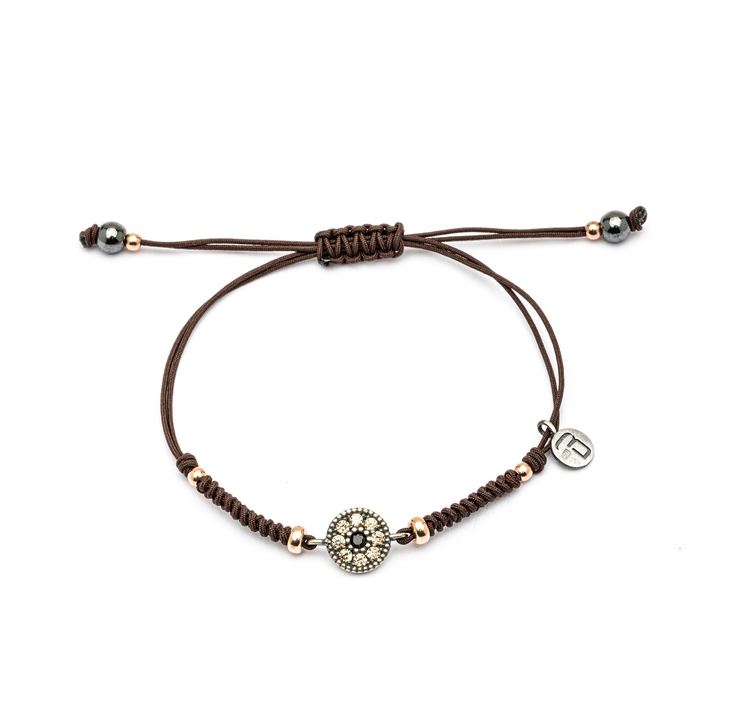 MA-437 PULSERA PLATA MACRAMÉ ESPINELA Y CIRCONITA CAVA, HEMATITES