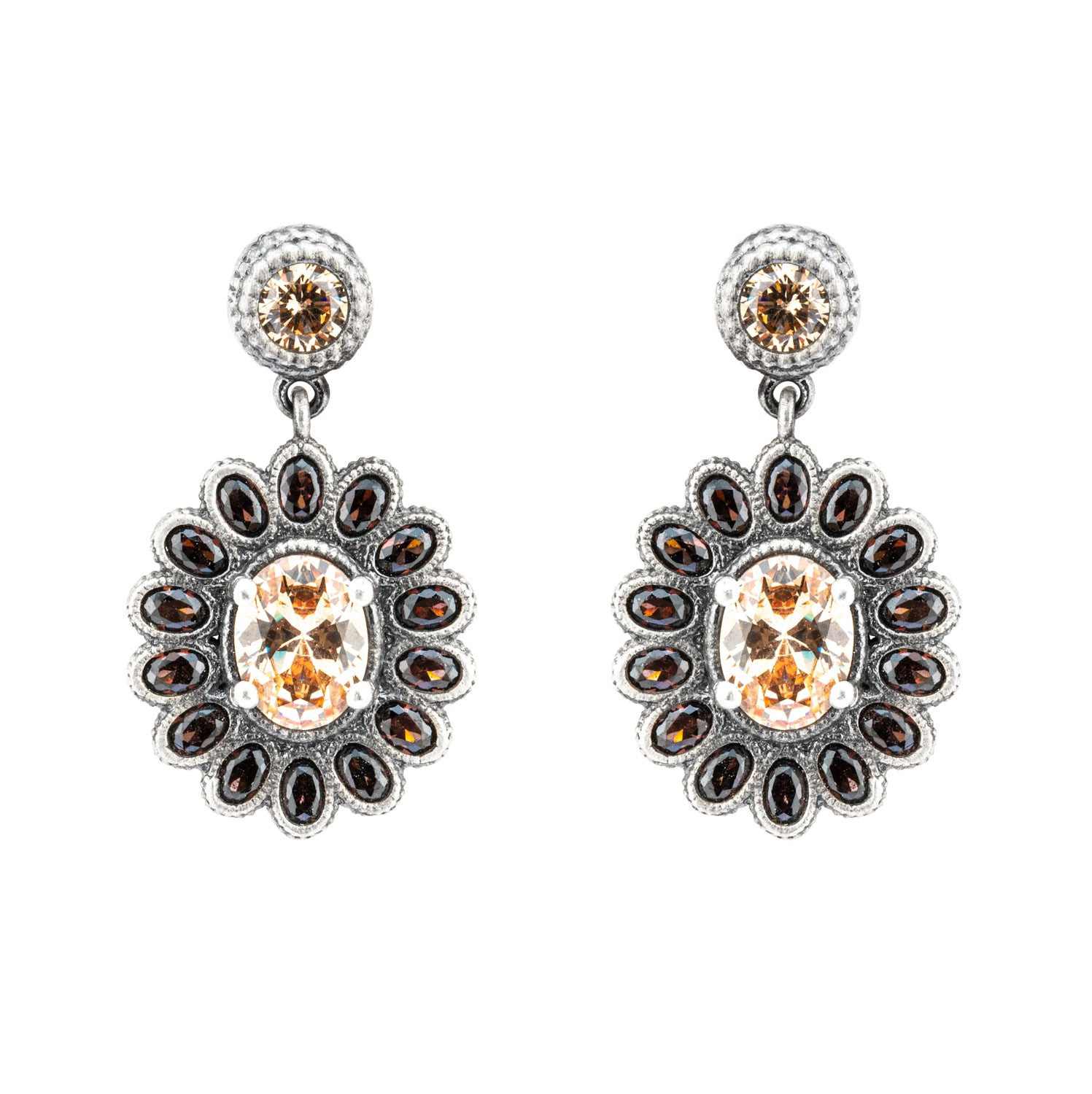 P905 PENDIENTES PLATA CIRCONITA CAVA, BROWN