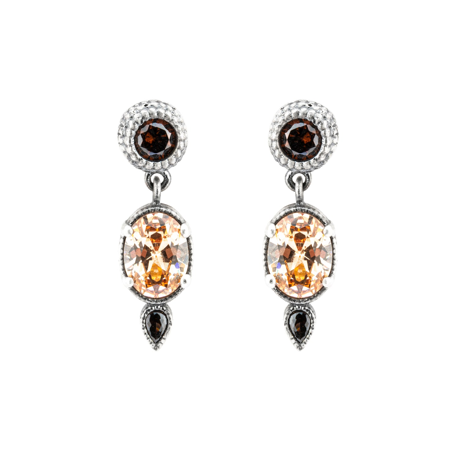 P911 PENDIENTES PLATA CIRCONITA CAVA Y BROWN