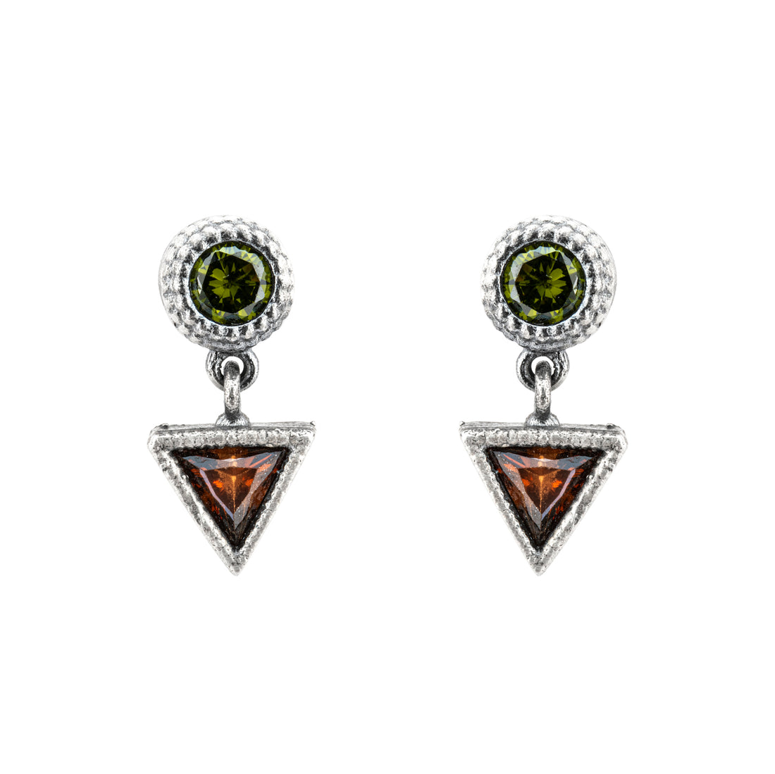 P951 PENDIENTES PLATA CIRCONITA TRIANGULAR BROWN