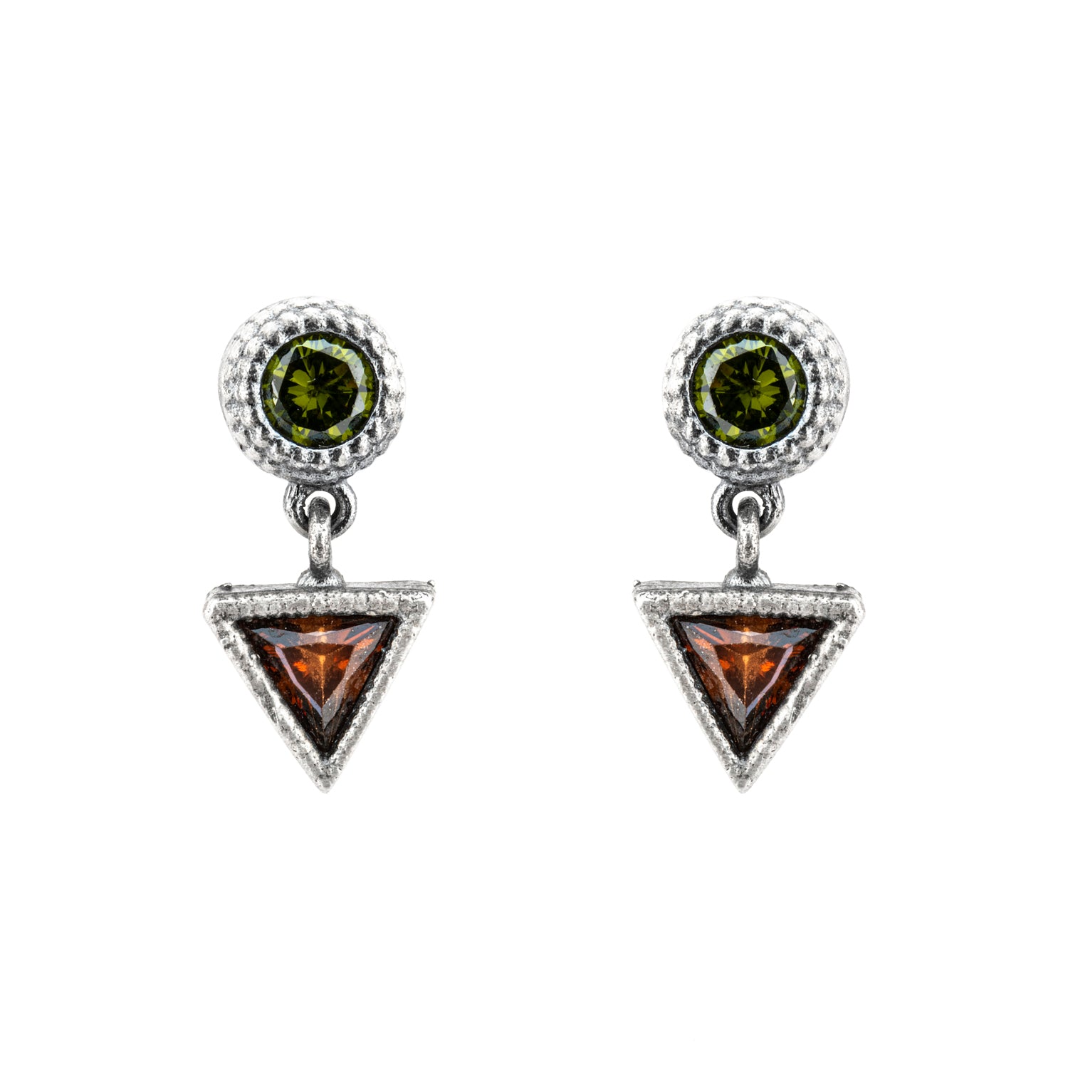 P951 PENDIENTES PLATA CIRCONITA TRIANGULAR BROWN