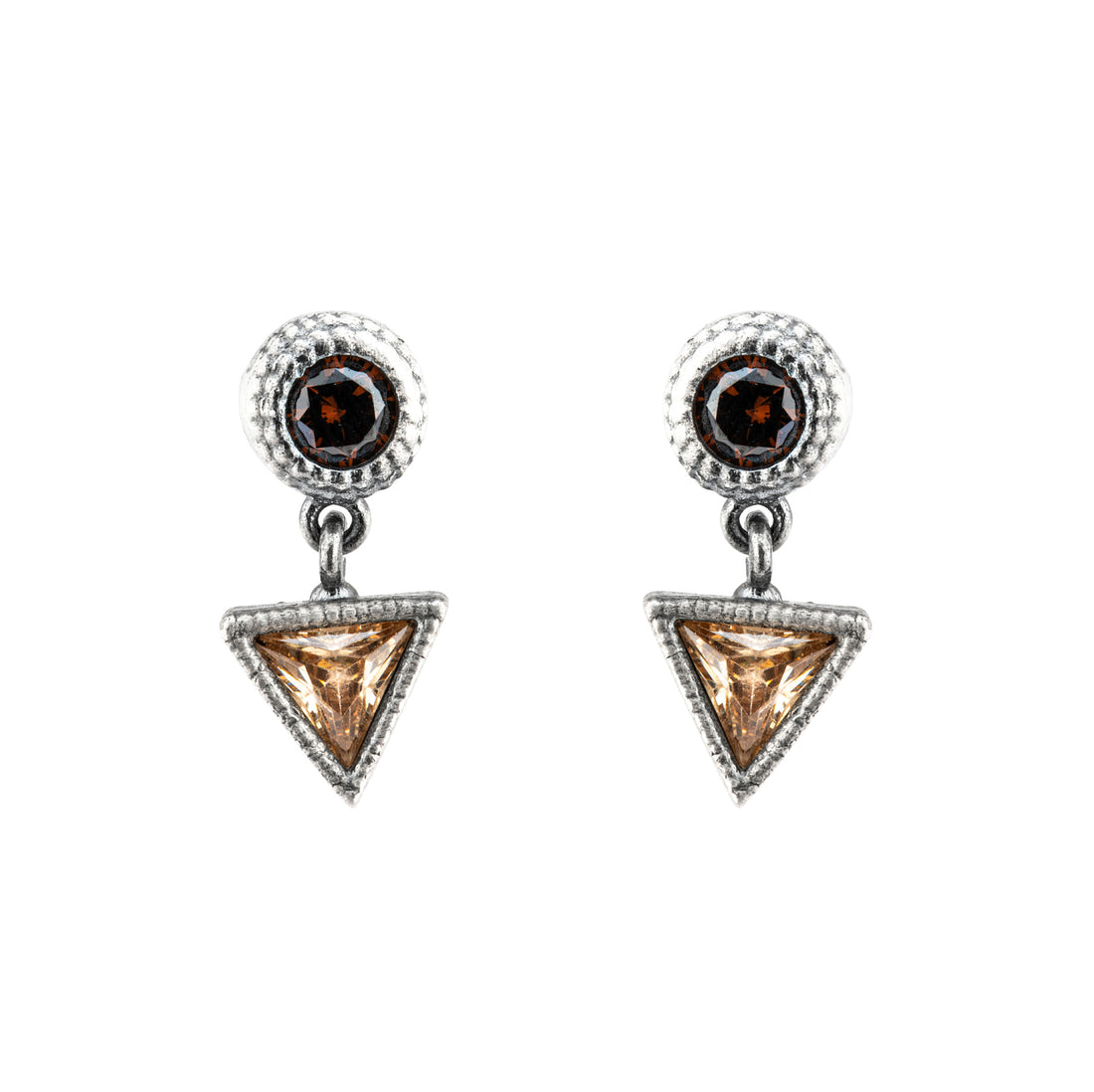 P952 PENDIENTES PLATA CIRCONITA TRIANGULAR CAVA