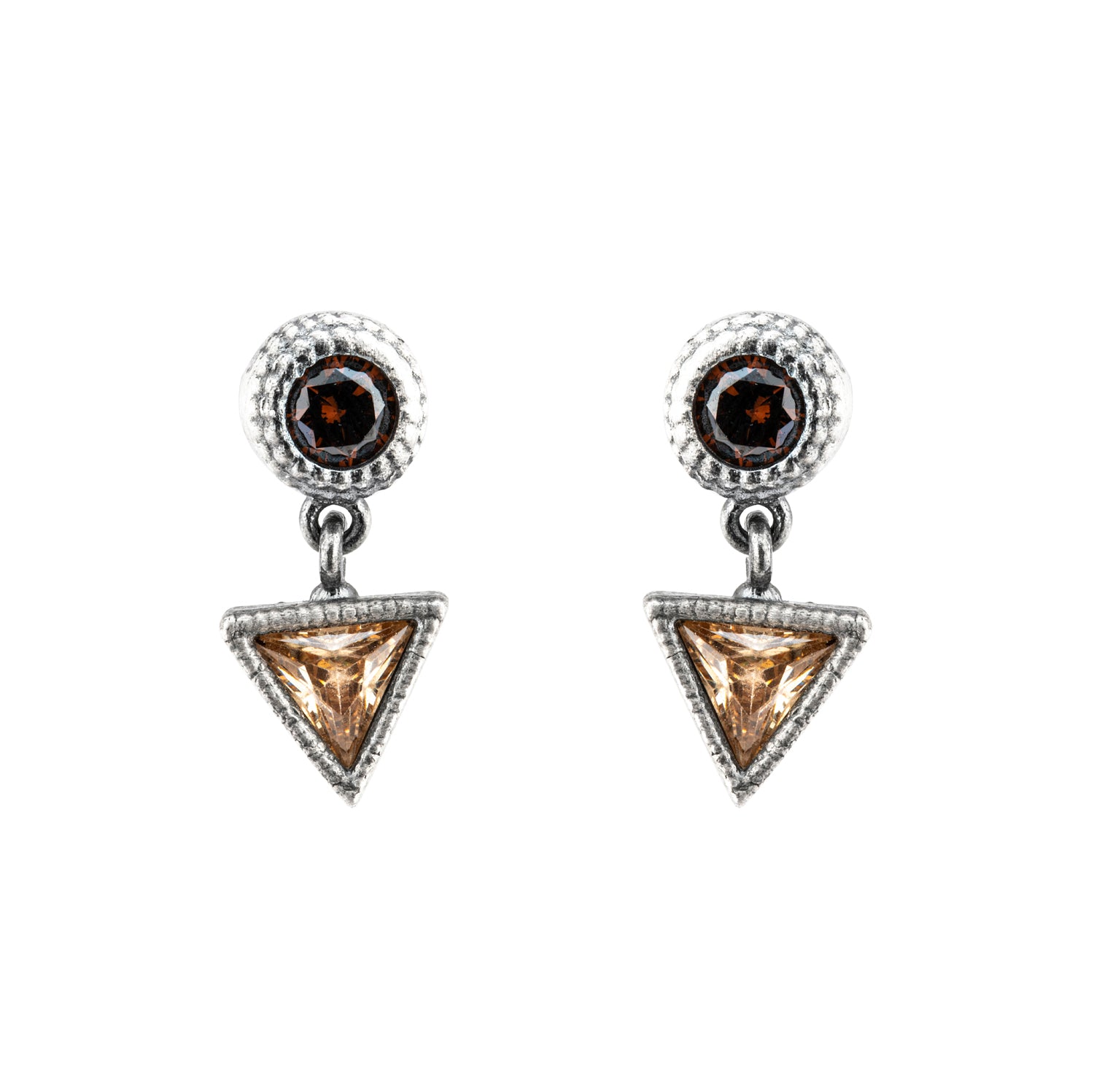 P952 PENDIENTES PLATA CIRCONITA TRIANGULAR CAVA