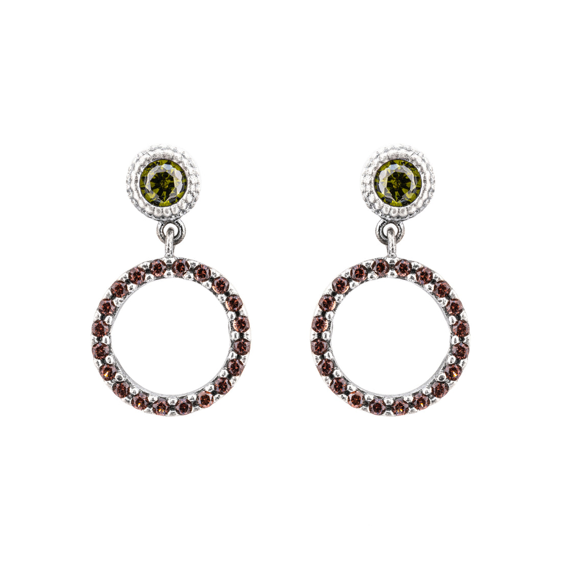 P989 PENDIENTES ARO CIRCONITA BROWN Y VERDE