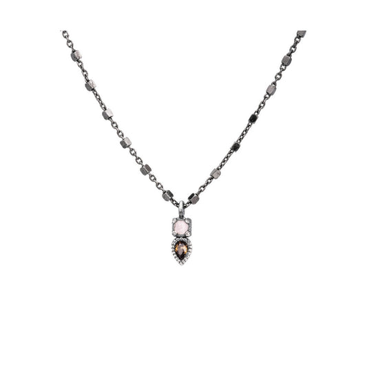 C548 COLGANTE PLATA OJO DE GATO ROSA Y CIRCONITA BROWN.