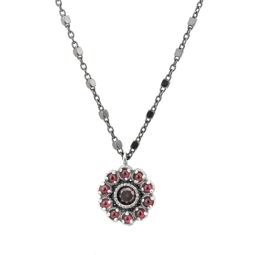C662 COLGANTE PLATA GRANATE, CIRCONITA BROWN