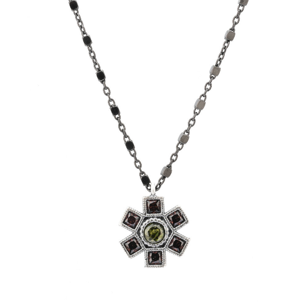 C670 COLGANTE PLATA CIRCONITA BROWN Y VERDE