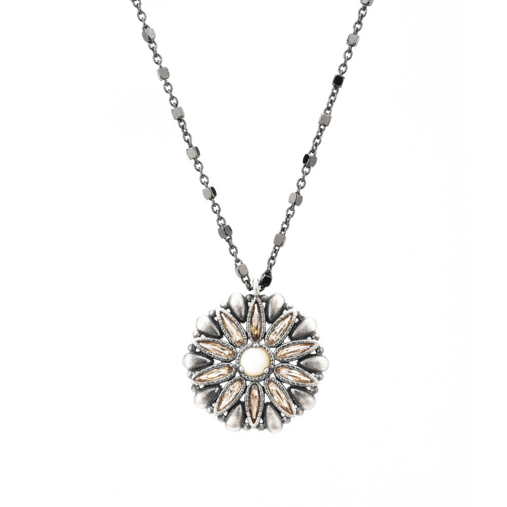 C690 COLGANTE PLATA NÁCAR, CIRCONITA CAVA Y BROWN