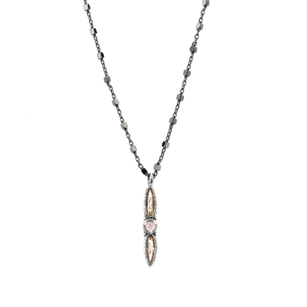 C698 COLGANTE PLATA CUARZO ROSA, CIRCONITA CAVA