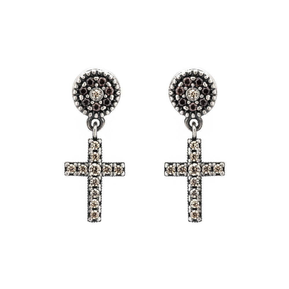 Pendientes plata cruz