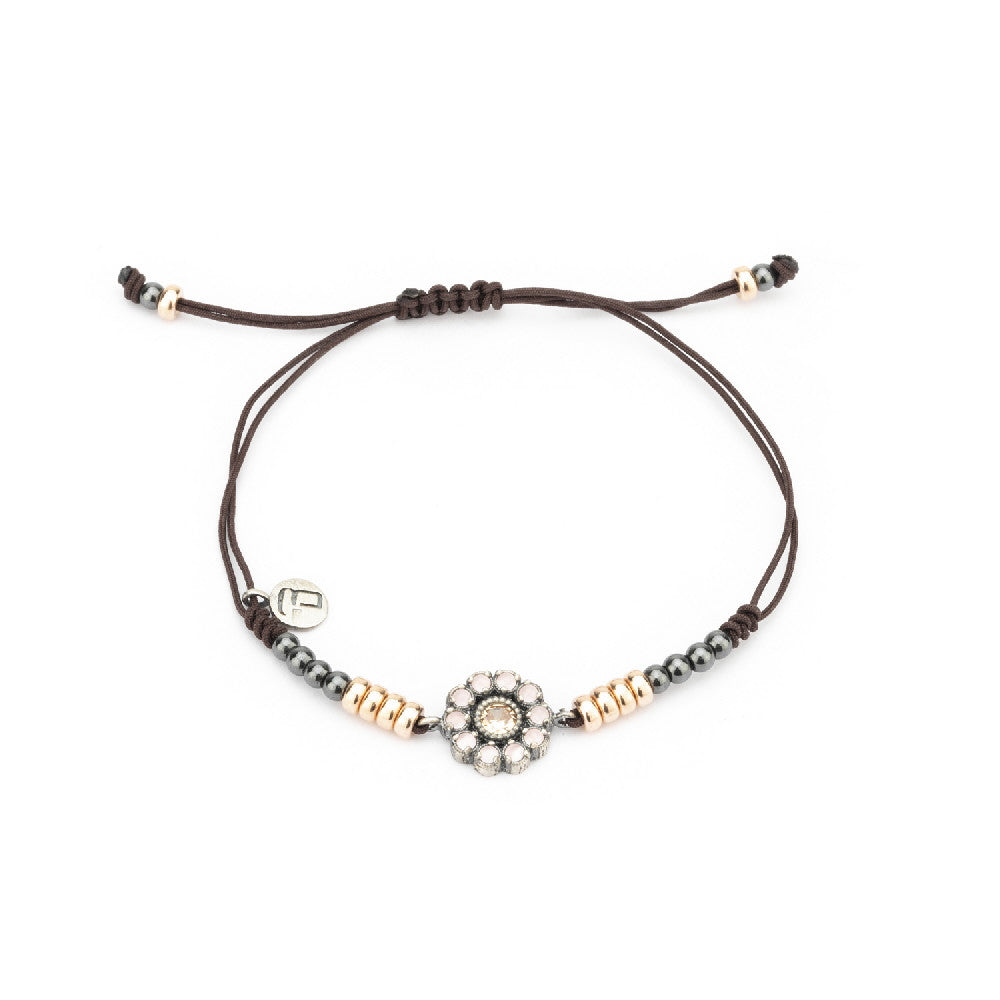 MA-287 PULSERA PLATA MACRAMÉ OJO DE GATO ROSA, CIRCONITA CAVA