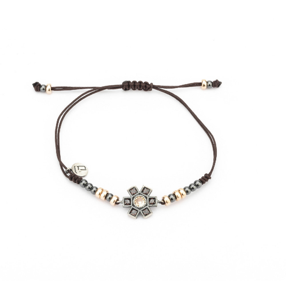 MA-290 PULSERA PLATA MACRAMÉ CIRCONITA BROWN Y CAVA