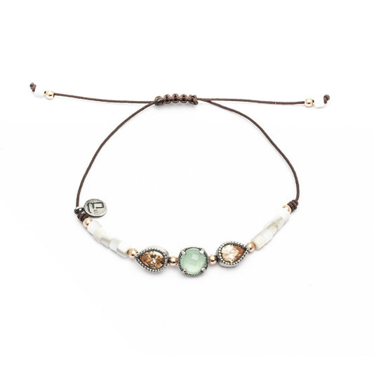 MA-376 PULSERA PLATA MACRAMÉ CALCEDONIA, CIRCONITA CAVA, NÃ¡CAR