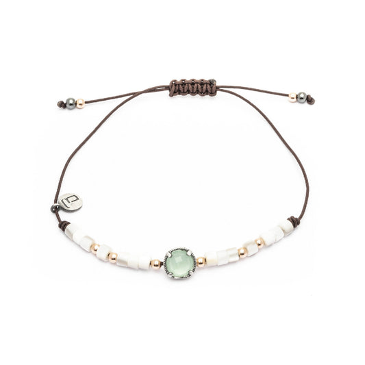 MA-378 PULSERA PLATA MACRAMÉ CALCEDONIA, NÃ¡CAR