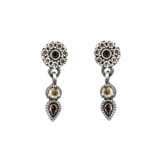 P580 PENDIENTES PLATA CITRINO Y CIRCONITA BROWN.