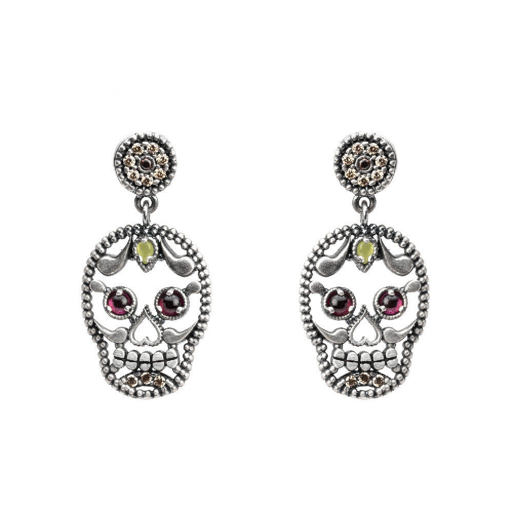 Pendientes plata calavera mediana